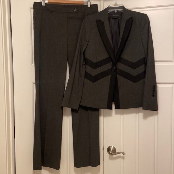 BCBGMaxAzria Pants - BCBGMaxazria Gray and Black Suit, Pants Size 10, Jacket Size Medium